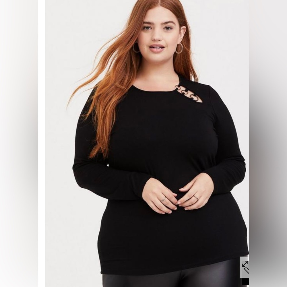 Torrid Super Soft O-Ring Black Long Sleeve Top - Size 4